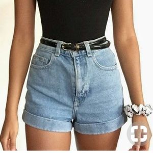 AMERICAN APPAREL High Waisted Cuff Shorts Light